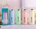 Set of colorful insulated cups with 'NICE' branding on a light background
