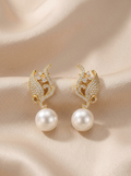Luxury 18K Gold Plated Baroque Pearl Drop Earrings – Elegant Zircon Bridal Studs