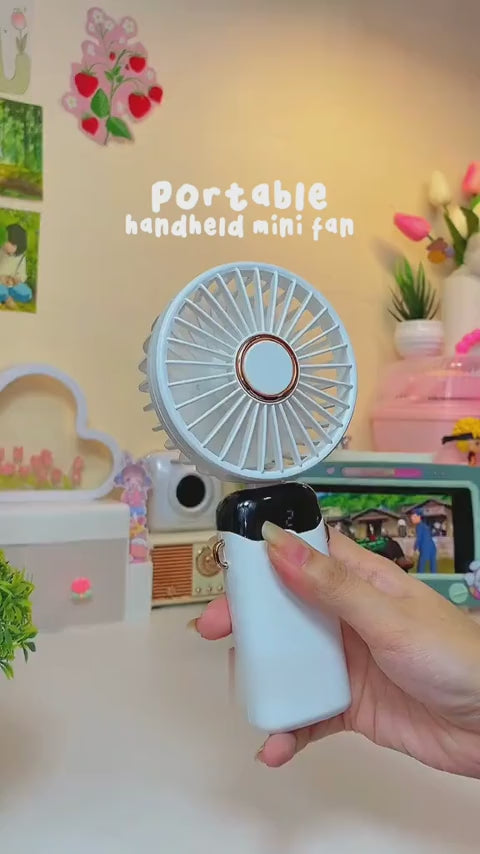 Rechargeable Hand Fan with LED Display – 5 Speed Portable Mini Fan