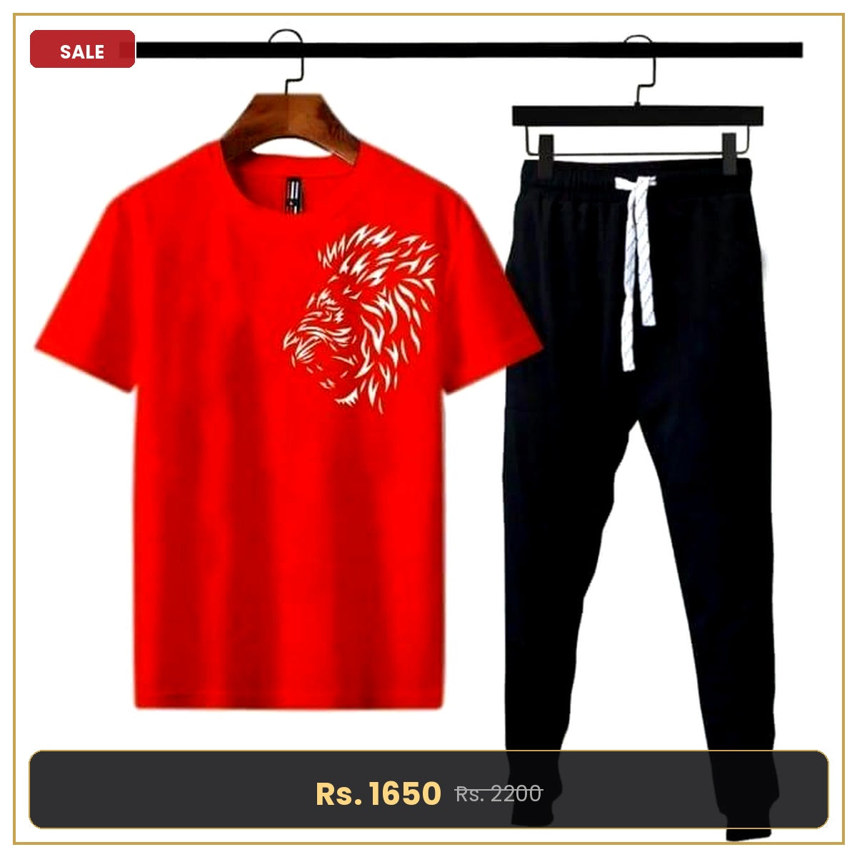 Lion Edition Printed Tracksuit – Premium Red Co-ord Set for Men