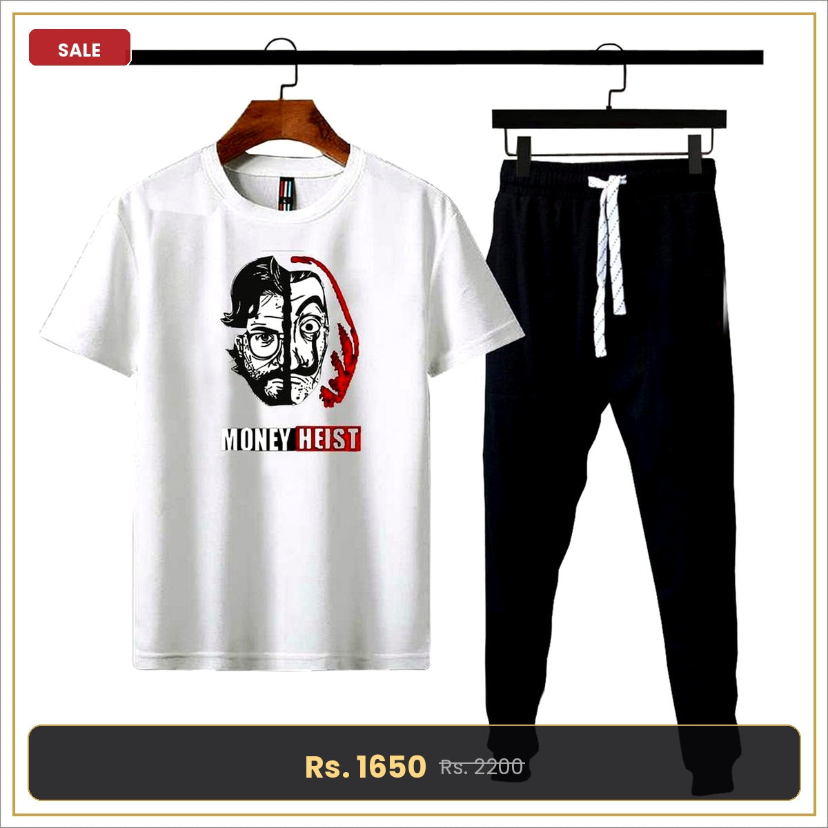 Money Heist Printed Tracksuit – Premium White Co-ord Set for Men