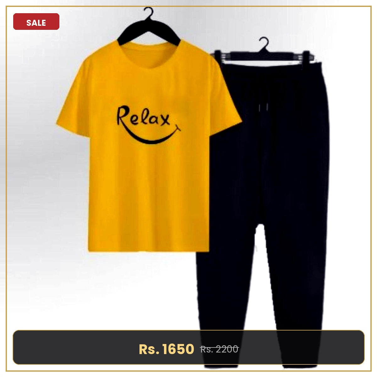 Relax Fit Printed Tracksuit – Premium Yellow Co-ord Set for Men